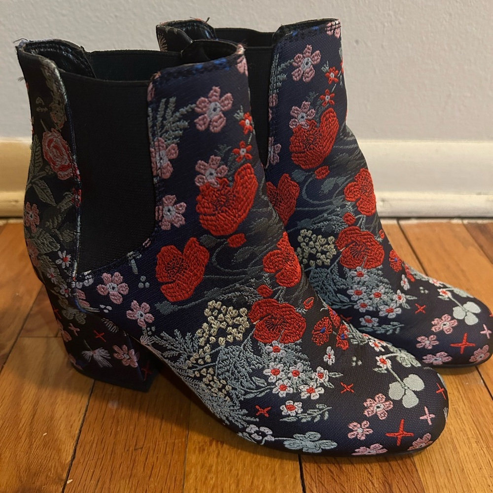 Floral Embroidered Ankle Booties